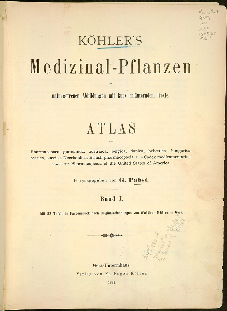 Primera página del Medizinal Pflanzen