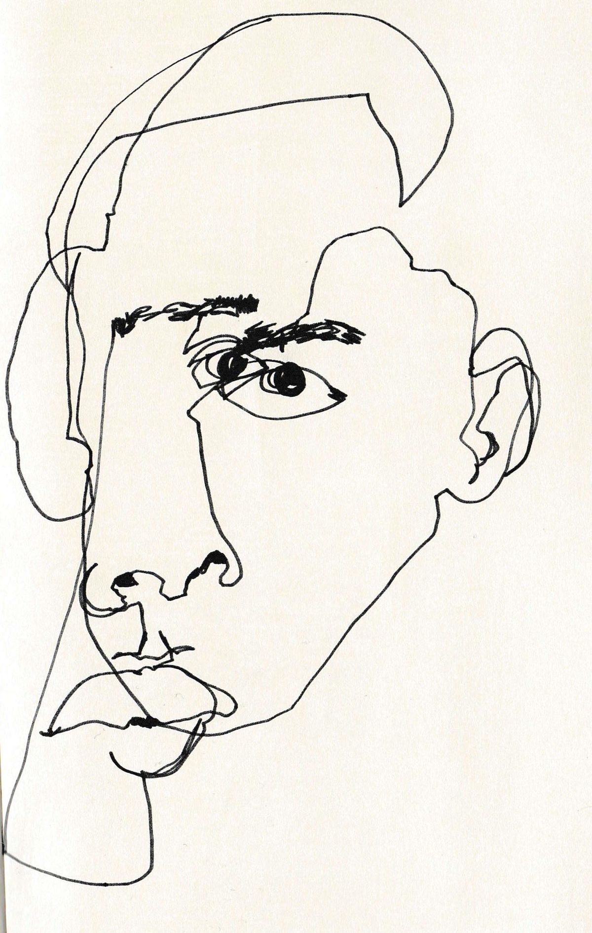 February James «Blind Contour Line Drawing» Es la imagen de un rostro abstracto que pretende reforzar la fealdad de Sócrates